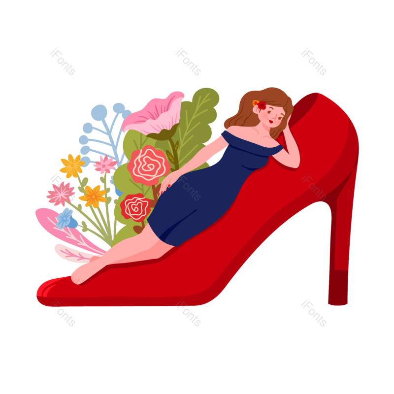 元素图片,女人元素,素材PNG,花朵免抠素材